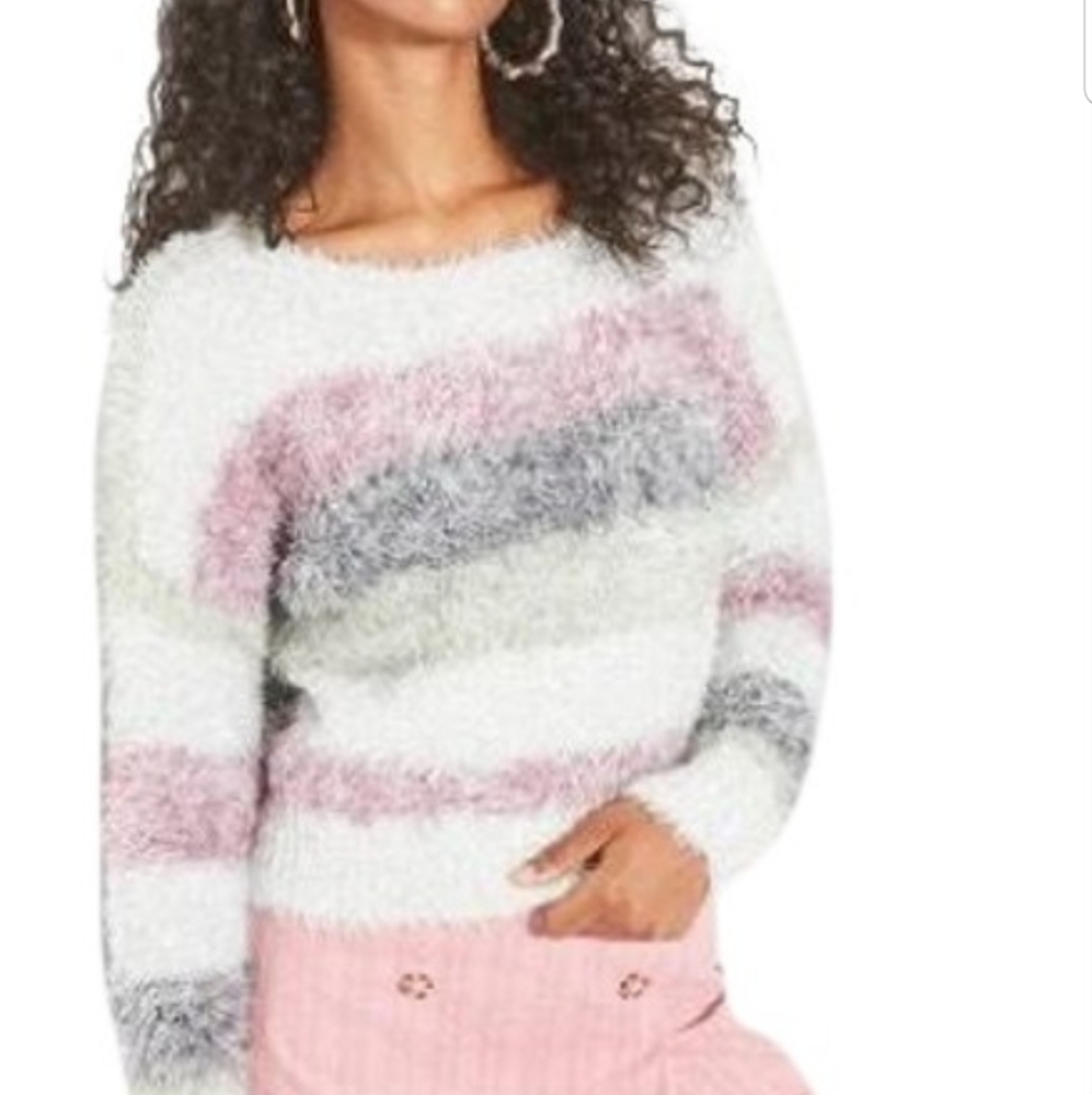 Purple Silver Tinsel Wild Fable Crop Sweater Top